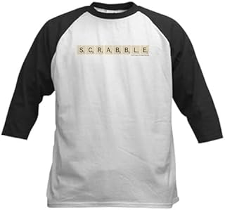 CafePress Scrabble Tiles Kids Baseball Tee Kids Cotton Baseball Jersey, 3/4 Raglan Sleeve Shirt Black/White