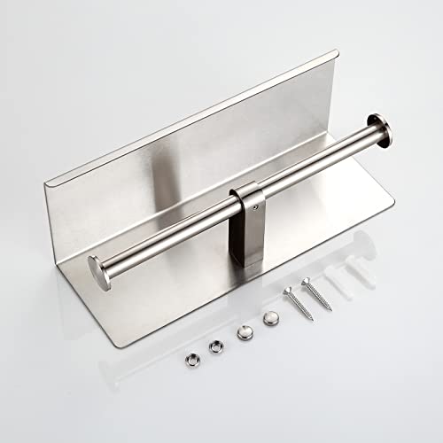 Double Toilet Paper Holder With Shelf Brushed Nickel Toilet Paper Holder Wall Mounted #TOP2