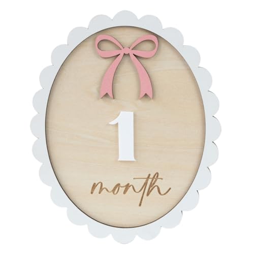 Image of Wooden 3D Baby Monthly Milestone Cards Monthly Milestone Discs Newborn Photography Props Baby Announcement Sign Baby (BBL4)