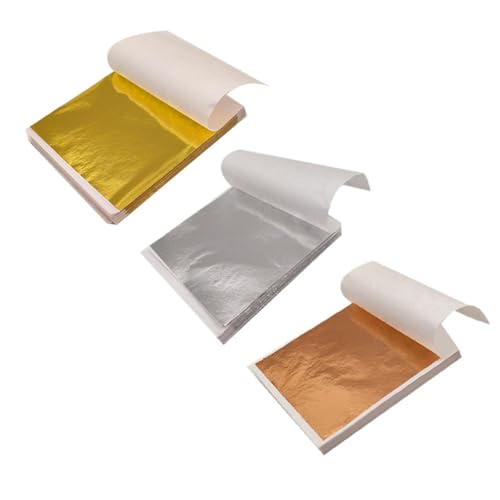 SEWACC 300 hojas Láminas de Pan de Imitación Dorado Plata y Rosado para Manualidades Decoración y Pintura para Proyectos Creativos y Artesanía