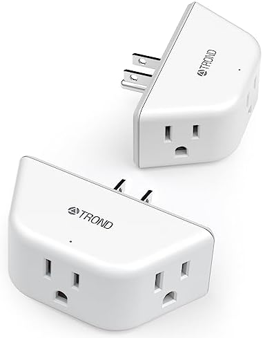 2 Pack Multi Plug Outlet Extender, TROND Wall Outlet Splitter with 3 AC Expanders, Cruise Ship Travel Essentials, 3-Sided Electrical Plug, Small Multiple Adapter for Home Office Dorm Room Accessories