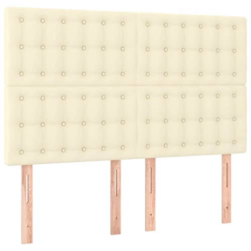 vidaXL 4 x Têtes de Lit Meubles de Chambre à Coucher Accessoires de Lit Simple Têtes de Cadre de Lit Intérieur Crème 72x5x78/88 cm Similicuir