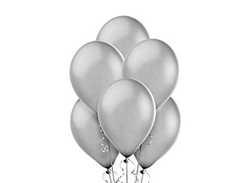 Metallic Shiny Peal Finish Balloons - Pack of 25 (Silver) - Image 1