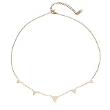 Chewtoyo Collar de tono dorado, colgantes geométricos en capas de diamantes de imitación, cadena delicada ajustable para mujer, accesorio de joyería con cierre de langosta