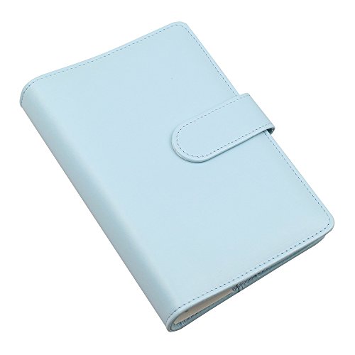 A6 PU Leather Notebook Cover,Refillable 6 Round Ring Binder Cover for A6 Filler Paper,Travel Diary Cover with Business Card Pocket,Writing Journal Cover with Magnetic Buckle, Mint Blue