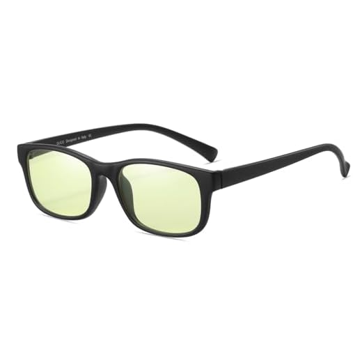 Duco Ergonomic Computer Gaming Glasses with Amber Lens Tint 8016 Matte Black