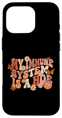 Retro Groovy My Immune System Is A Hoe Butterfly �X�}�z�P�[�X iPhone 16 Pro �p