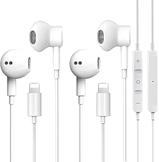 【2 Pack】 Wired Earbuds Wired Headphones Noise Isolating Wired Earphones (Built-in Microphone & Volume Control) Compatible with iPhone 13/12/11 Pro Max/XS/XR/X/7/8 Plus/iPad/iPod White