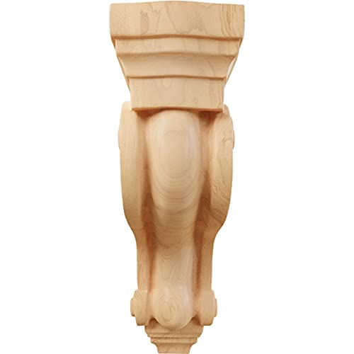 Ekena Millwork COR03X06X10TSRO Boston Traditional Scroll Wood Corbels, 3 3/8"W X 6 1/2"D X 10 1/2"H, Red Oak thumb #1
