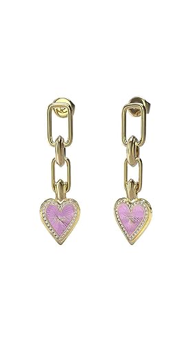 Orecchini Pendenti Guess A Forma Di Cuore Fine Heart, Metallo Non Prezioso Con Zirconi Bianchi