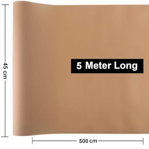 Image of Go Hooked EVA Anti Slip Fridge Mat Roll 45cm x 5m | Waterproof Shelf Liner for Kitchen Cabinet, Drawer, Refrigerator & Wardrobe | Food Grade Washable Cuttable Reusable Place Mat (Beige)