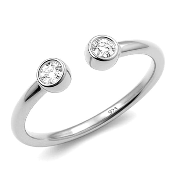 925 Sterling Silver Infinite Elements Round Zirconia Adjustable Open Band Ring for Women-image-40