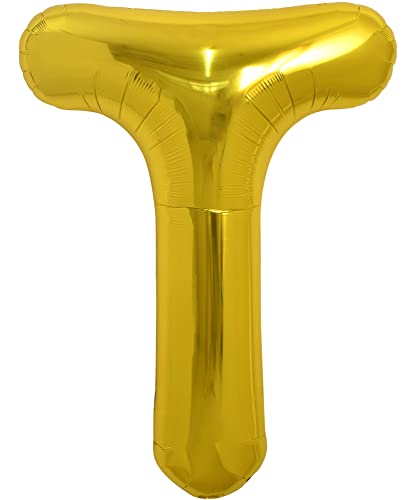 Image of TONIFUL 40 Inch Large Gold Letter T Balloons, Foil Mylar Big Balloons for 2026 New Year Eve Graduation Wedding Baby Shower Birthday Party Anniversary Supplies Decorations