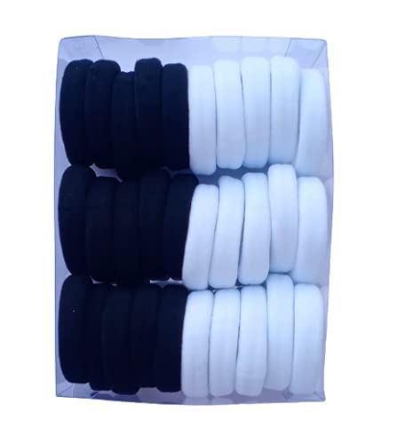 World Zone Enterprises Women & Girls Rubber Solid Hair Band | Hair Rubber band For Women & Girls_ Black & White_(Pack of 30 pieces)-picture-13