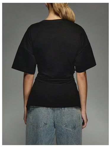 Ver Mandela Women's Cinched Waist Tops Drop Shoulder Short Sleeve Ruched T-Shirt for Comfort and Style in Warm Weather 