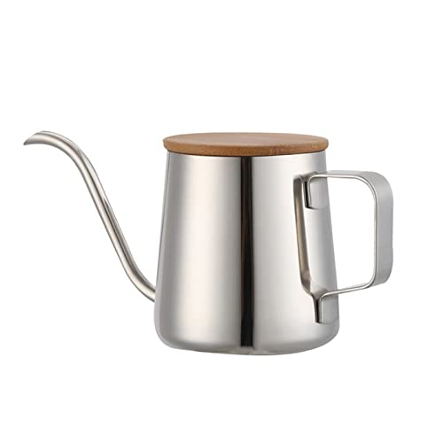 JINGYAN Cafetière Long Narrow Spout Coffee Pot Gooseneck Kettle Stainless Steel Hand Drip Kettle pour Over Coffee and Tea Pot with Wooden