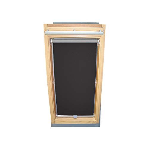 Rollo für VELUX Dachfenster THERMO Alu-Rückseite Dachfensterrollo für TYP GGU/GPU - P08 - Farbe Dunkelgrau - mit Haltekrallen