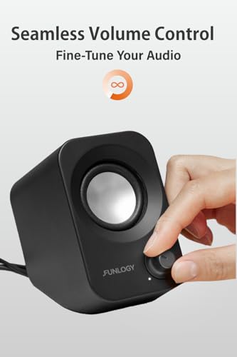 Image of FUNLOGY Speaker - 14W Stereo PC Speakers, USB Powered, Compact Size with 30 Tilt Design, Volume Dial Control, for Desktop, Laptop, Monitor, Gaming Consoles, Black