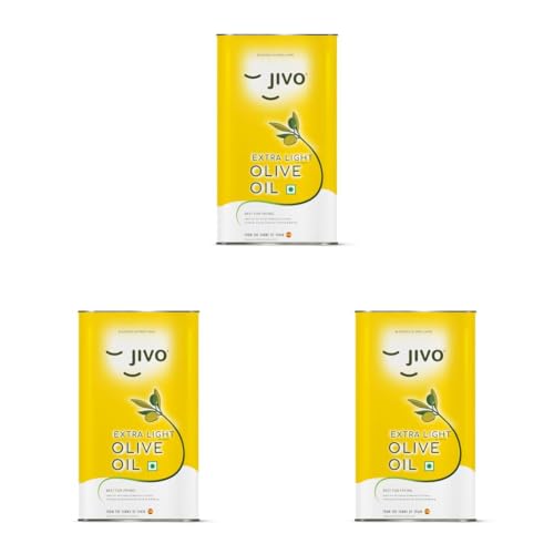 Image of Jivo Extra Light Olive Oil - 3 Litre | Imported from Spain | Recommended for Daily Cooking - Roasting, Frying, Baking & All Types of Cuisines | Low in Saturated Fat (Pack of 3)