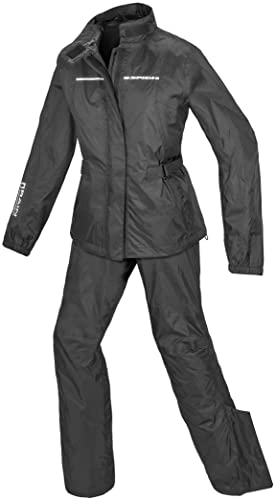 SPIDI Touring Rain Kit Tuta da pioggia da moto da donna a due pezzi (Black,XS)