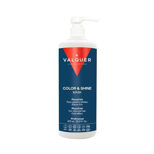 Valquer Mascarilla Capilar Glacial Potenciador del Color y Brillo para Cabello Teñido. Hidratante Efecto Frío con PhytoCold, Germen de Trigo y Extracto de Arándano. Vegano. 975 ml.
