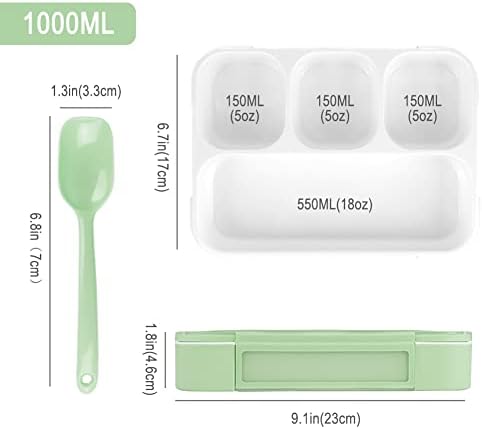 Kisstta Bento Lunch Box for Kids, Leak Proof Cute Bento Snack Box, Eco-Friendly 4 Compartment Portion Lunch Container with Utensils for Boy|Girl|Adults Bento Box, Microwave/Dishwasher Safe