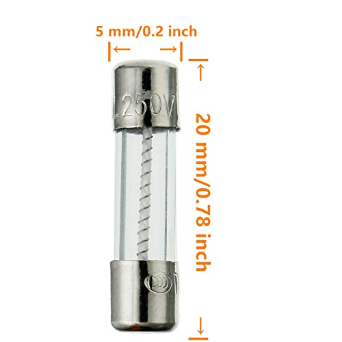 HUAREW T4AL250V 20 Stück 5x20mm langsam schmelzen glas sicherungen 4A 250V 0,2 x 0,78 Zoll Zeitverzögerungs sicherungen