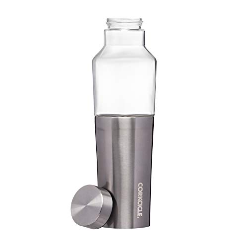 Corkcicle 20oz Hybrid Canteen - Glass Water Bottle with an Insulated Stainless Steel Twist - Gunmetal