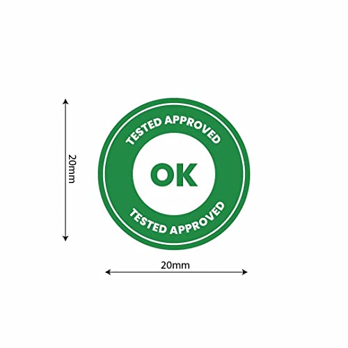 Image of CVANU 1000pcs Tested Approved OK Mini Sticker in Green Color Round Shape (20 X 20mm) cv6