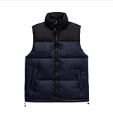 Chaleco Hombre,Chaleco Acolchado De Invierno Deportes Cálido Colorblock Chaleco Azul Marino Chaleco De Plumas Chaqueta De Trabajo De Cuello Alto Chaleco Deportivo Abrigo De Moda Para Hombres Regalo