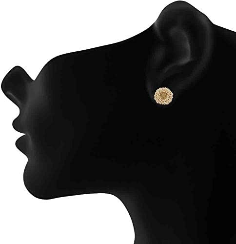 Om Jewells Girls/Women's Gold Plated Traditional Ethnic Wedding Alloy Jewellery Combo of Polki Earrings and Adjustable Ring (Gold, White, CO1000205)