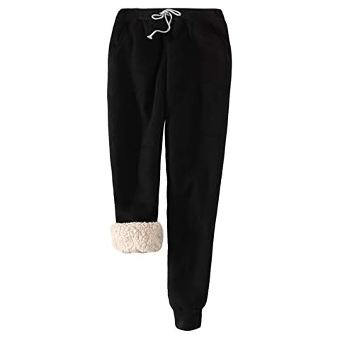 MFFACAI Women's Winter Warm Fleece Joggers Pants Sherpa Lined Sweatpants Active Track Pant (Color : Black, Size : 4XL) Cover