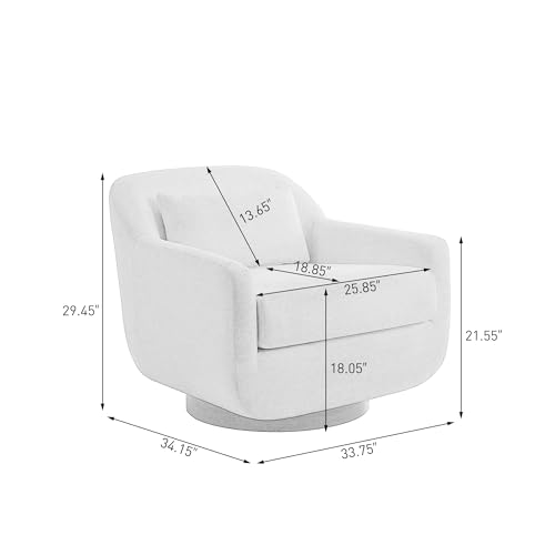Sillón redondo tapizado beige cómodo miniatura 2