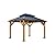 Outdoor Wooden Gazebo Pavilion with Steel Double Roof, Fir Wood Carport Canopy with Steel Frame, Permanent Metal Structure for Patio, Deck, Garden, Backyard Shelter, Spacious Event Space