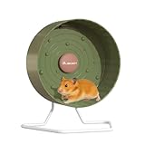 8.4" Silent Hamster Wheel, Non-Slip Track, Exercise, Release Stress, Relieve Anxiety, Adjustable Height Stand, for Syrian Dwarf Hamster, Gerbil, Mice, Other Small Medium Sized Pets, Green