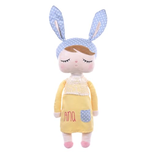 Mi Pipo - Muñeca de Trapo Personalizada MeToo | Muñeca de Trapo Bebe Personalizable con Nombre Bordado | Material Poliester, de 40cm | Regalo Bebe Fácil de Lavar y Cómoda | Ángel Amarilla
