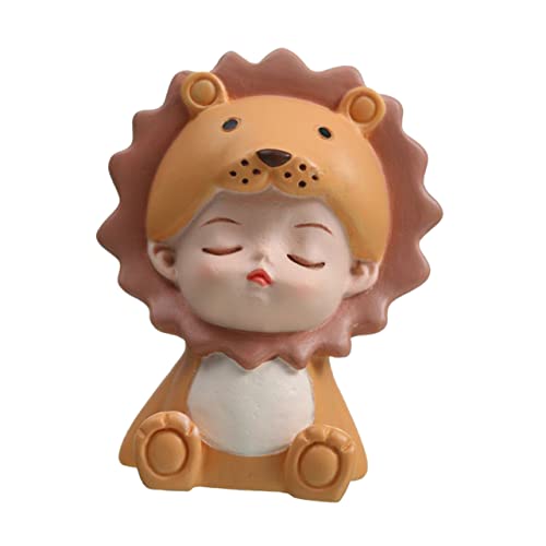 TOYANDONA 1 Pieza adornos decorativos escultura decoraciones de un pastel de cumpleaños decoraciones de pasteles de animales de la selva adornos de pastel figura de pastel resina Amarillo