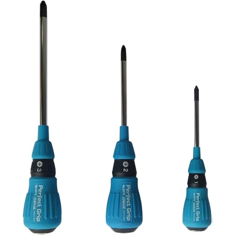 Sunflag +1 +2 +3 JIS Screwdrivers | Made in Japan (Perfect Grip Tang Through)