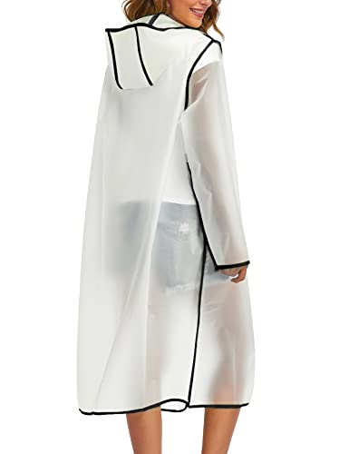 JMinger White Black Large EVA Raincoat: Durable, Reusable Waterproof Poncho - Image 5