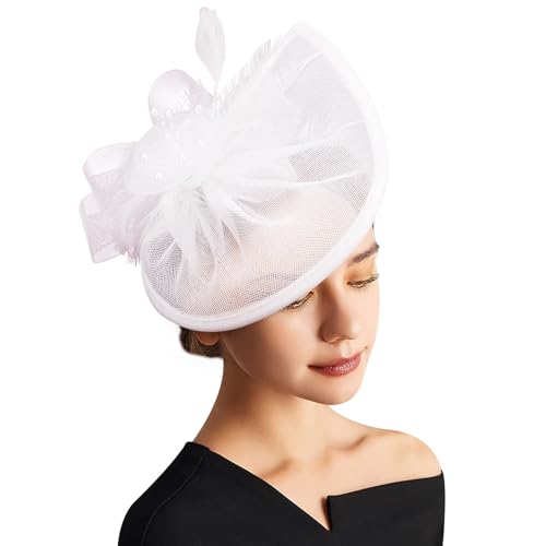 Image of DRESHOW Women Fascinator Hats Tea Party Hat Vintage Pillbox Hat Headband for Cocktail