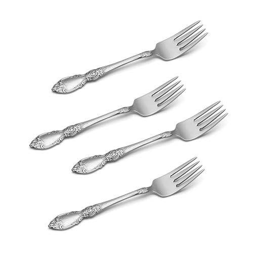 Image of Oneida Wordsworth Salad Forks Silverware Set for 4, Flatware | mirror finish, dishwasher safe | cutlery set for kitchen and dining, utensil set, wedding silverware, heavy duty