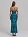 KUTUMAI Off The Shoulder Maxi Long Dress Corset Ruched Bodycon Formal Wedding Guest Dresses for Women GreenFloral L