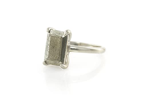 Bague unique en pyrite et argent sterling fait main pour femme