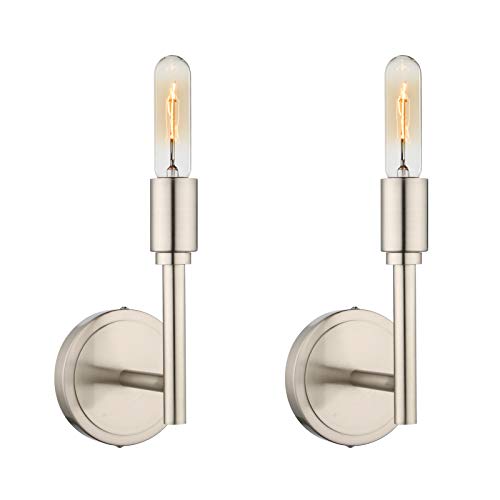 Phansthy Industrial Wall Sconce Set of Two 1-Light Bathroom Vanity Light Sconce Wall Lighting (Brushed Nickel)