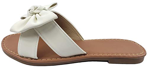 Image of Tiara Women's Bow Sandals, Slip On Flat Slides with Bow Detail | Cute Summer Sandals, Cushioned for All-Day Comfort - Great for Beach, Vacation & Everyday Wear