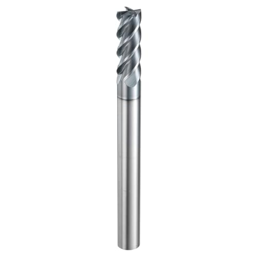 Image of HARFINGTON Carbide Square Nose End Mill Bit 3 /8 inch Cut Dia 4 Flutes TiAlN Coated Milling Cutter for Hardened Steel Metal (3 /8 inch Shank 1 inch Cut Length 4 inch Long 45 Degree Helix HRC53-55)