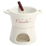 Juego de Fondue de Chocolate con Taza de cerámica Taza de Fondue con Calentador de Velas y Cuchara Regalo para Amantes del Chocolate Juego de postres DIY de 300 ml