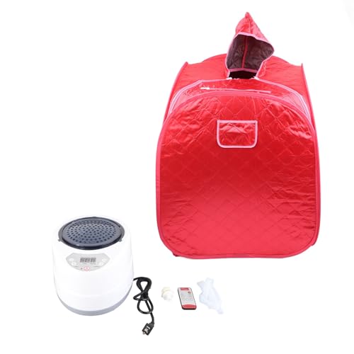 Image of Brrnoo Portable Steam Sauna Personal Foldable Sauna Tent with Remote Control 2L Steam Pot 9 Temperature Settings for Home Indoor Spa Relaxation (Red)