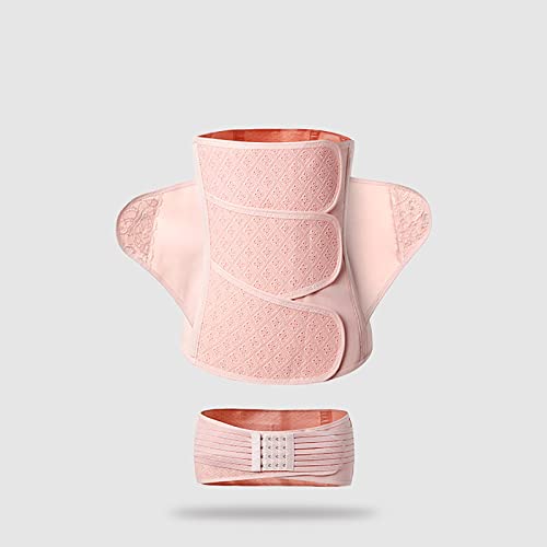 WYRMB 2 in 1 Postpartum Belly Wrap Waist/Pelvis Belt,Adjustable Belly Wrap,C-Section/Natural Birth Back Support Girdle Postpartum Recovery Belt Blue,L,Pink-M