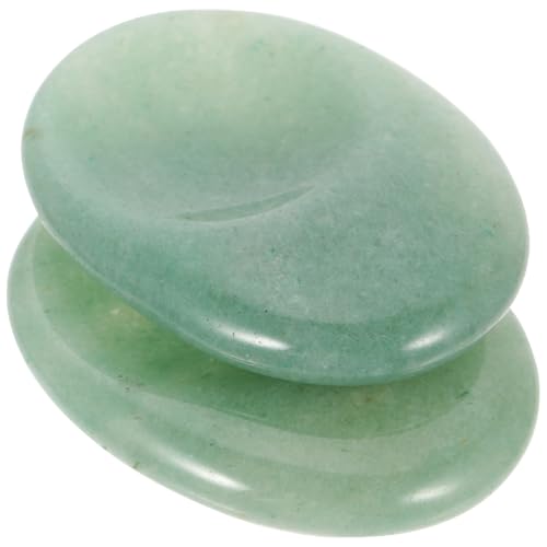 Baluue Piedras de Masaje para Pulgar 2piezas de Piedra Natural Verde, Cómodas de Sostener, Placa Raspadora de Alivio para Mejorar la Elasticidad Piel